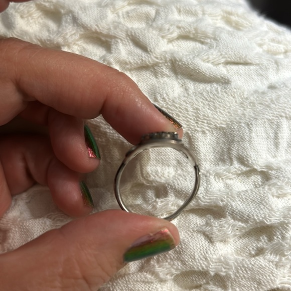 Drusy Quartz Sterling Statement Ring Size 9 Made In Israel. Hammered swirls - Picture 12 of 13